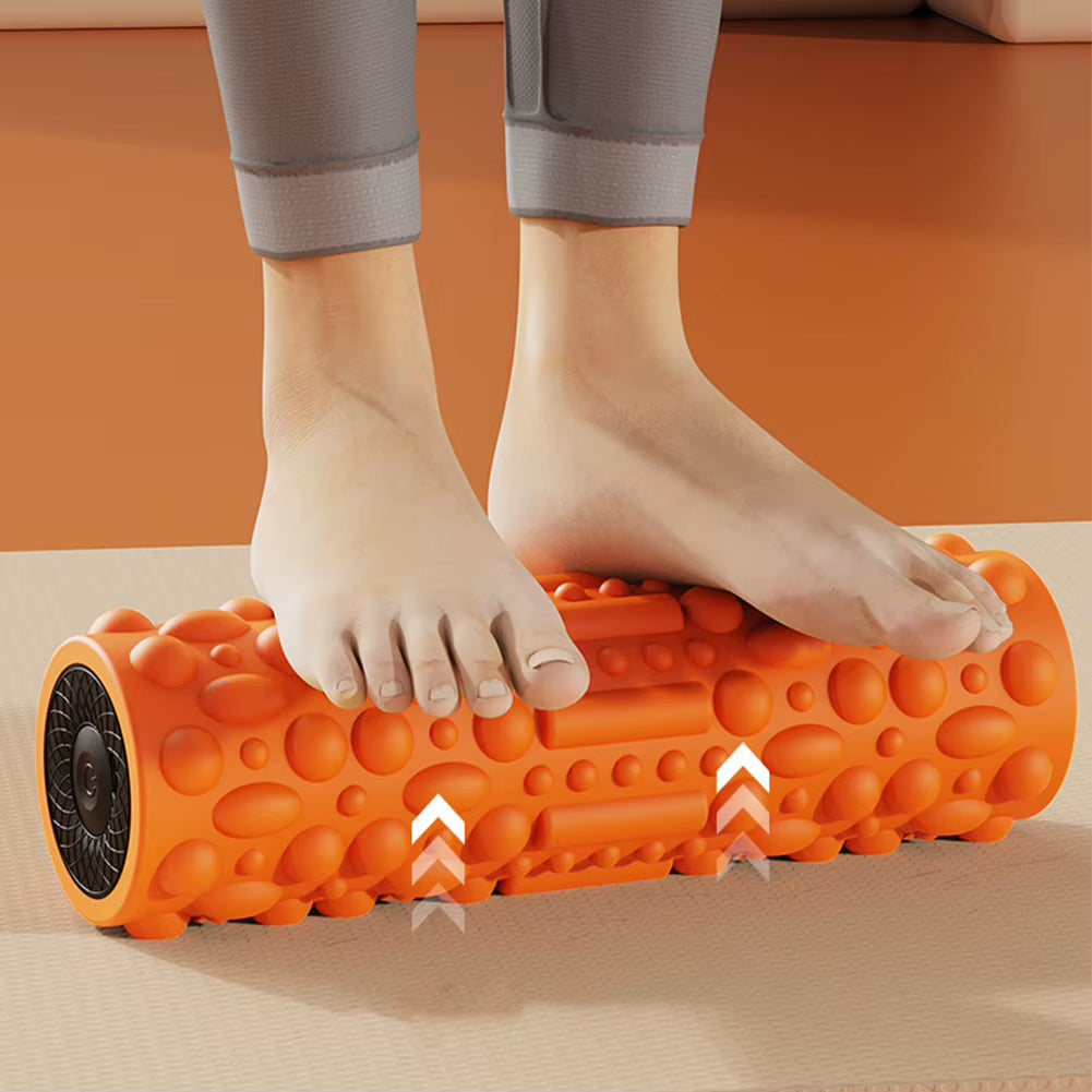 Electric Vibrating Foam Roller Massage Column Rechargeable Exercise Roller 5 Mode Muscle Tissue Massager Roller for Yoga Pilates